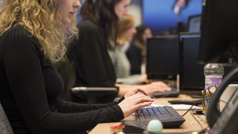 Office workers at their desks