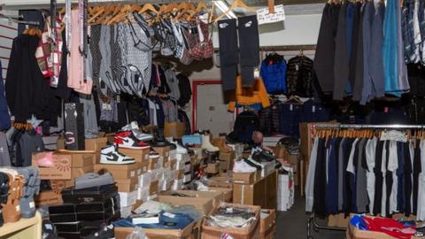 Suspected counterfeit clothing shop