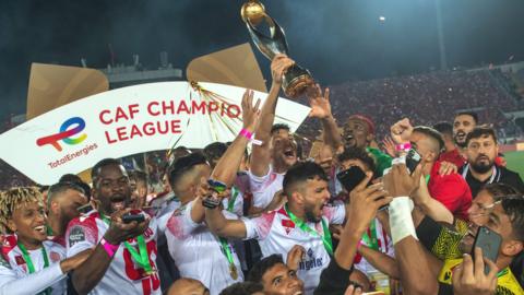 Wydad Casablanca players celebrate winning the African Champions League title