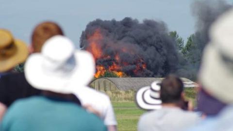 Spectators watching aftermath of the Shoreham air crash