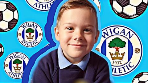 Six-year-old Jacob has raised over £500 for his team Wigan Athletic.