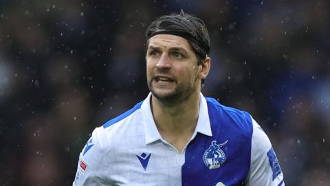 George Friend on the pitch during a Bristol Rovers game