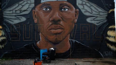 A mural of Freddie Gray in Baltimore, 10 August