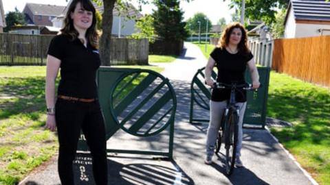 Moray Council transportation technician Katherine Forrest (right) with Sustrans community links officer Aileen Brand on the upgraded path