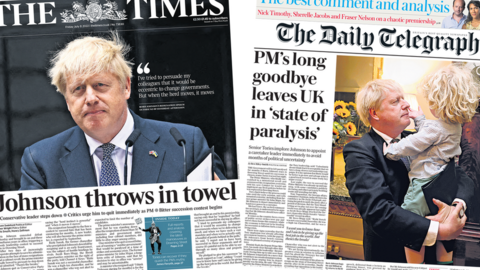 Times and Daily Telegraph front page