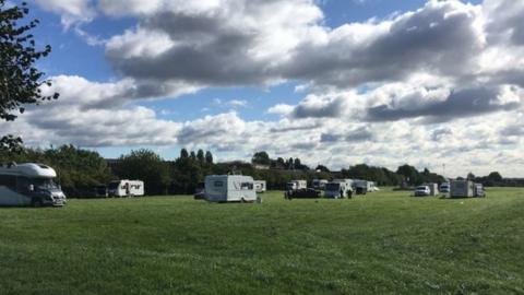Land close to Camp Hill Primary School in Nuneaton where travellers arrived in September 2017