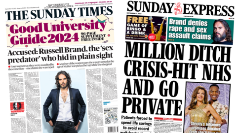 Sunday Times and Sunday Express Front Pages