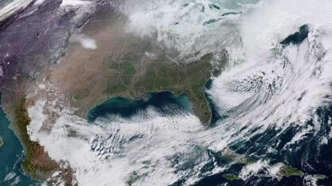 A satellite image of the storm seen from space