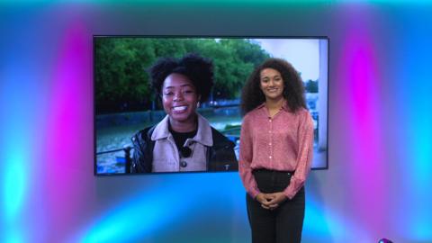 Nina on the Newsround set