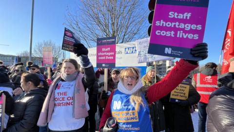 Picket line at Addenbrooke's Hospital