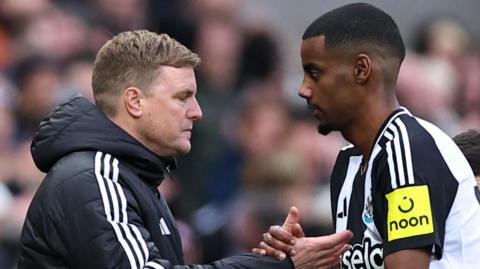 Newcastle manager Eddie Howe and striker Alexander Isak