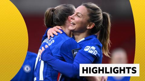 Chelsea's Rytting Kaneryd and Niamh Charles celebrate in Women's League Cup