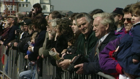 BBC Archive footage from 1996 at Bournemouth Airport runway - thousands of people watched as British Airways Concorde landed.