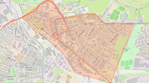 A map of Carlisle showing the area where the dispersal order was in place