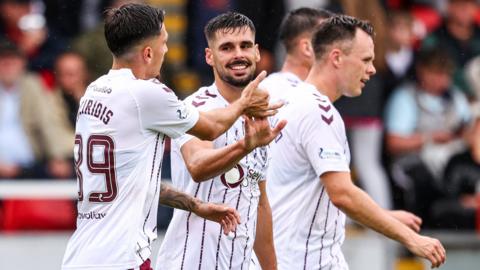 Hearts players celebrating