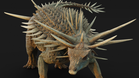 Illustration of a dinosaur with spikes all over its body 