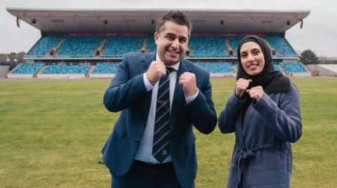 Haseebah Abdullah (right) with Dr Irfan Khawaja