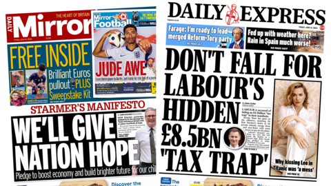 Daily Mirror and Daily Express front pages 