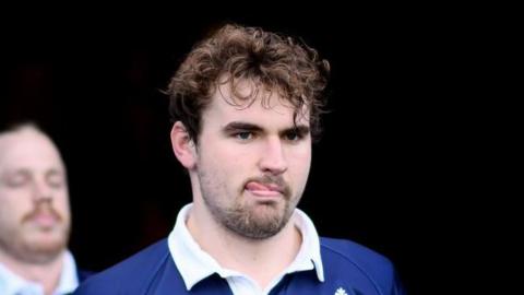 Tom Osborne with his tongue out ready to play for Oxford University against Cambridge at Twickenham