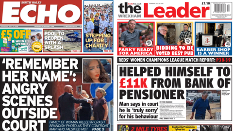 Newspaper front pages
