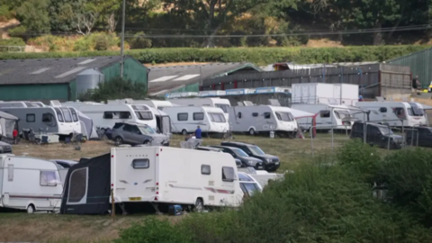 Caravans on a hill