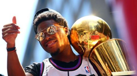 Kyle Lowry celebrates winning the 2019 NBA Finals 