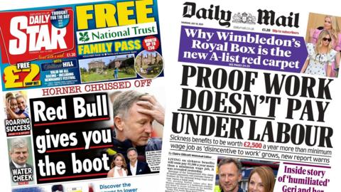 Front page of the Star and the Mail