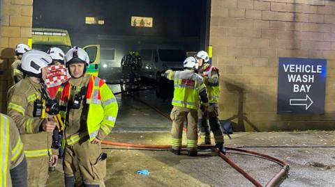 Firefighters at an industrial unit in Basildon