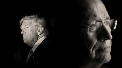 A treated image of Donald Trump and Dick Cheney