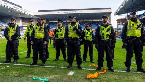 A line of police officers at Ibrox