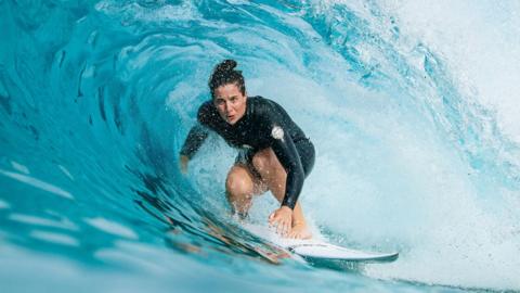 Tyler Wright during a practice session before the opening round at the Surf Abu Dhabi