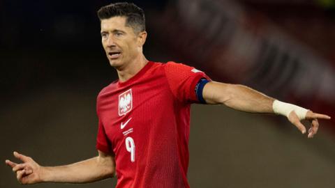 Robert Lewandowski playing for Poland