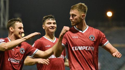 Newport's Matt Baker celebrates