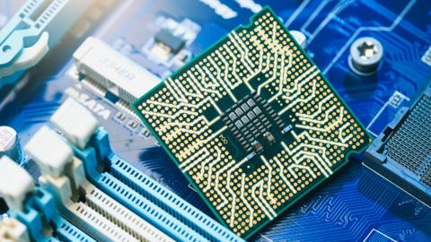 A close up image of a CPU and Motherboard 