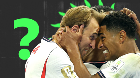 Harry Kane celebrating a goal with Jude Bellingham