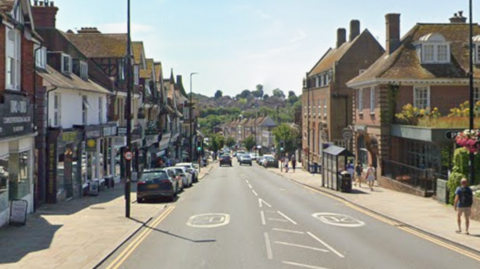A Google Street Map image of Uckfield High Street.