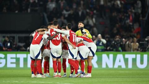 Arsenal players before facing PSG 