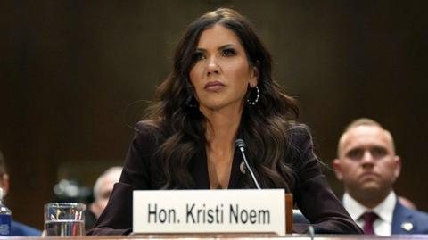 US Secretary of Homeland Security Kristi Noem testifies before the Senate Judiciary Committee in the Dirksen Senate Office Building
