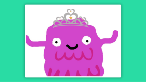 A pink blob monster with a tiara