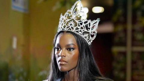 Chidimma Adetshina sits for an interview after winning Miss Universe Nigeria