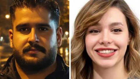 A composite image shows Amir Mohammad Koohkan on the left and Rubina Aminian on the right, both head and shoulder portraits.