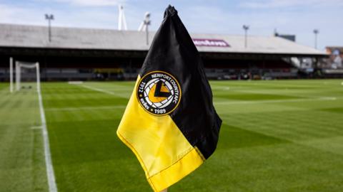 A Newport County corner flag at Rodney Parade