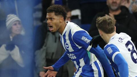 Georginio Rutter scored his first goal in the Premier League this season