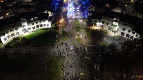 Police were targeted with petrol bombs during disturbances in Niddrie on Bonfire Night