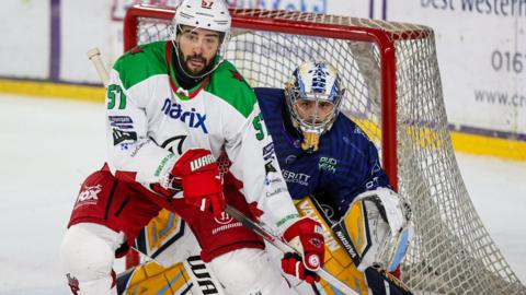 Action from Manchester Storm v Cardiff Devils