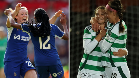 Chelsea and Celtic players celebrate 