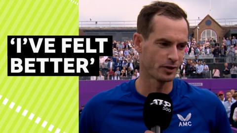 Andy Murray reacts after his win at Queen's