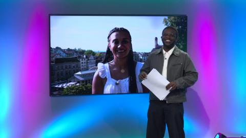 De-Graft on the Newsround set