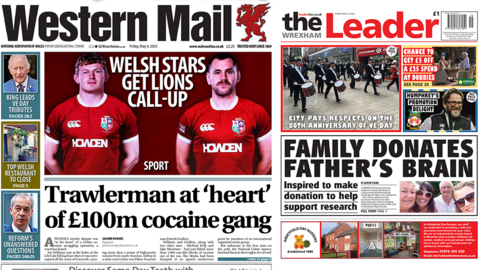 Front pages of the Western Mail and the Wrexham Leader