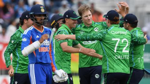 Ireland celebrate beating India at Stormont